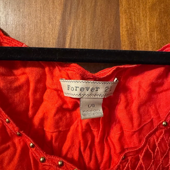 Forever 21 Women’s Vibrant Red Studded Blouse - Size Large - Picture 4 of 5